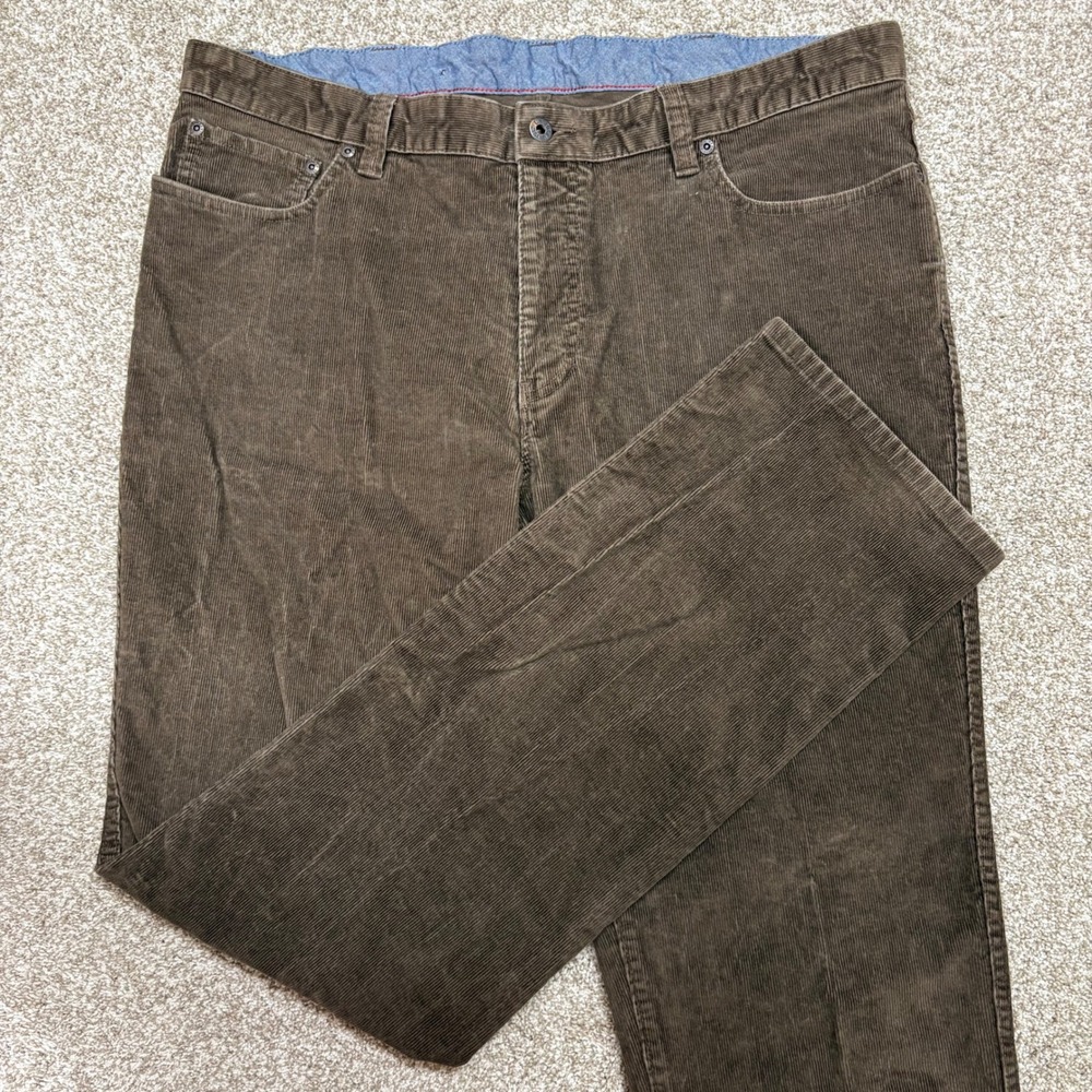 LL Bean Stretch Country Corduroy Pants Mens 40x34 Brown Standard Fit 502837